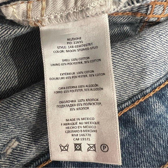 Re/Done Womens Sz 24 70’s Straight Leg Moon
Stoned Stud 100% Cotton Jeans - Picture 12 of 13